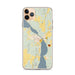 Custom iPhone 11 Pro Max Lake Leelanau Michigan Map Phone Case in Woodblock