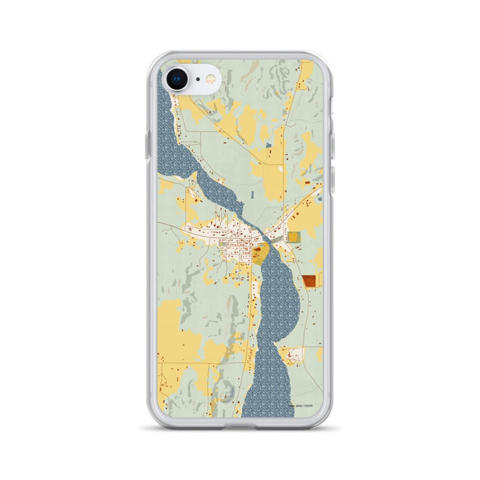 Custom iPhone SE Lake Leelanau Michigan Map Phone Case in Woodblock