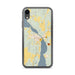Custom iPhone XR Lake Leelanau Michigan Map Phone Case in Woodblock