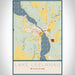Lake Leelanau Michigan Map Print Portrait Orientation in Woodblock Style With Shaded Background