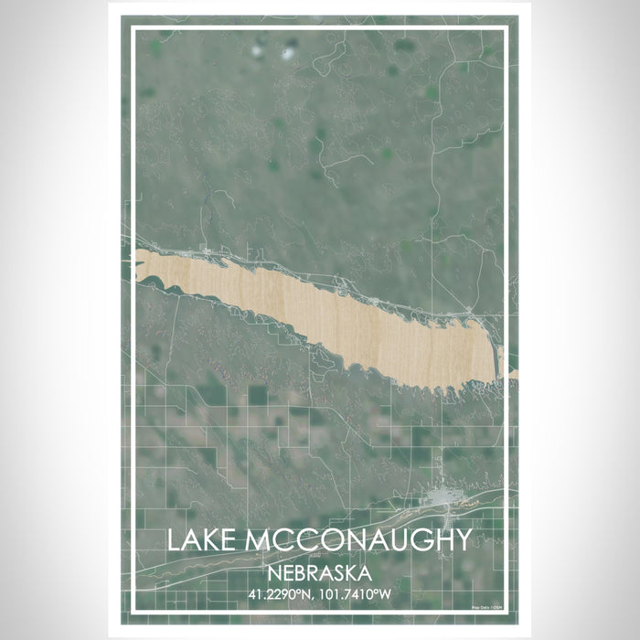 Lake McConaughy Nebraska Map Print Portrait Orientation in Afternoon Style With Shaded Background