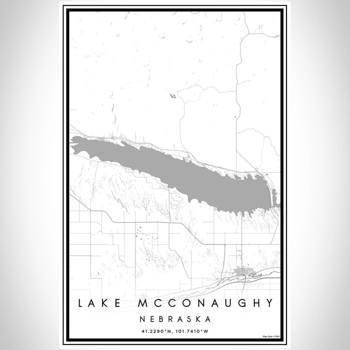 Lake McConaughy Nebraska Map Print Portrait Orientation in Classic Style With Shaded Background