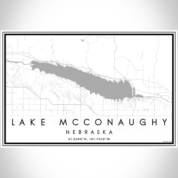 Lake McConaughy Nebraska Map Print Landscape Orientation in Classic Style With Shaded Background