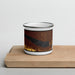 Front View Custom Lake McConaughy Nebraska Map Enamel Mug in Ember on Cutting Board