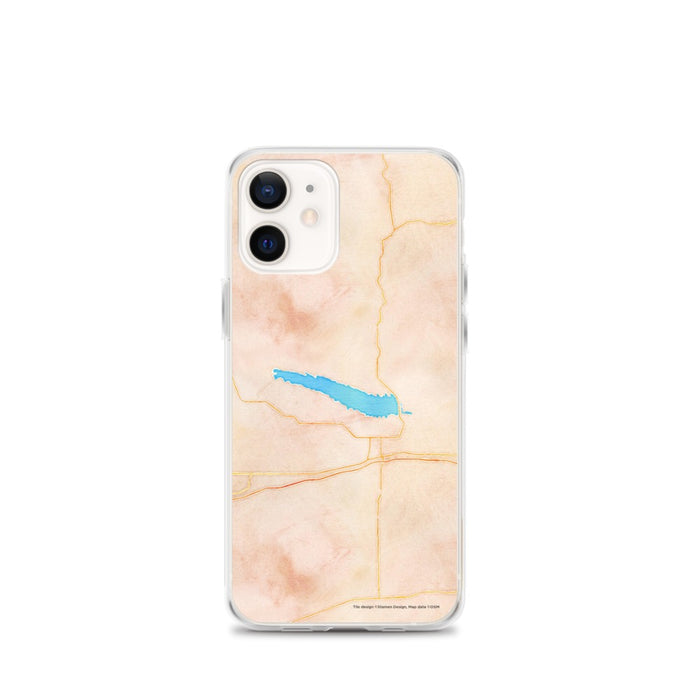 Custom Lake McConaughy Nebraska Map iPhone 12 mini Phone Case in Watercolor