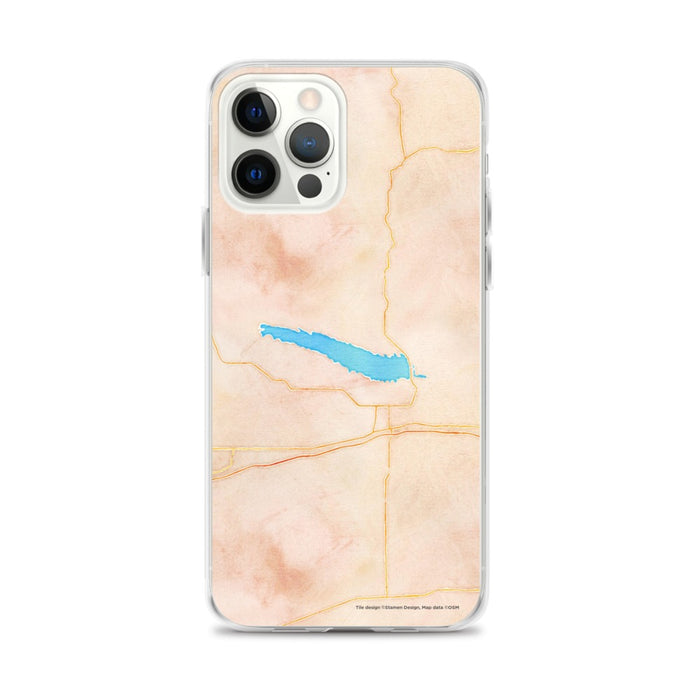 Custom Lake McConaughy Nebraska Map iPhone 12 Pro Max Phone Case in Watercolor