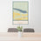 24x36 Lake McConaughy Nebraska Map Print Portrait Orientation in Woodblock Style Behind 2 Chairs Table and Potted Plant