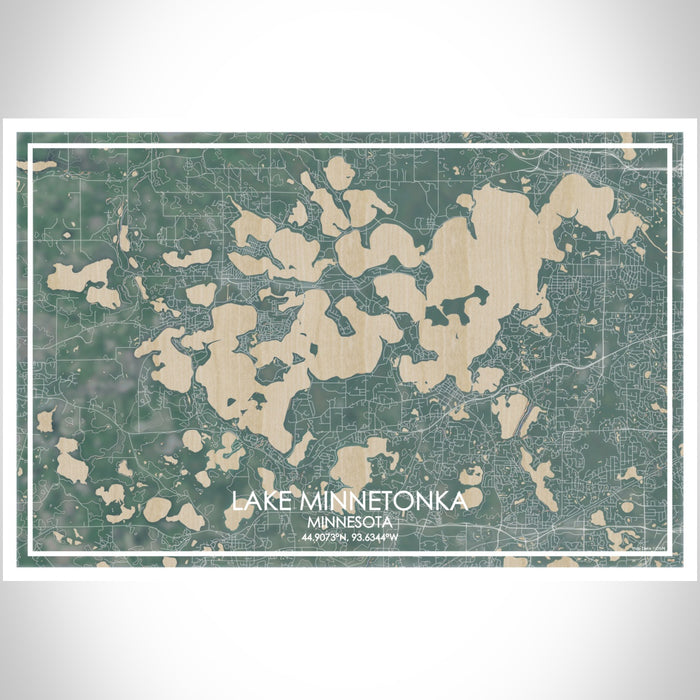 Lake Minnetonka Minnesota Map Print Landscape Orientation in Afternoon Style With Shaded Background
