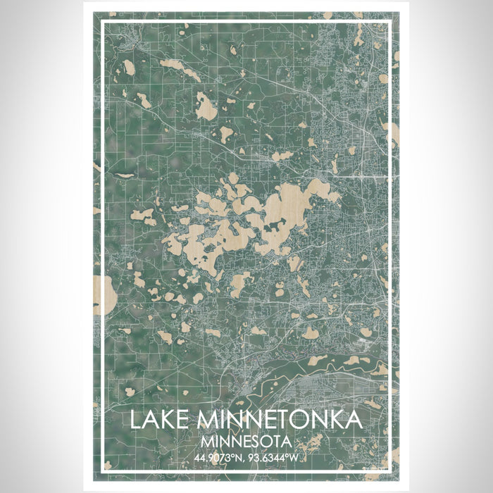 Lake Minnetonka Minnesota Map Print Portrait Orientation in Afternoon Style With Shaded Background