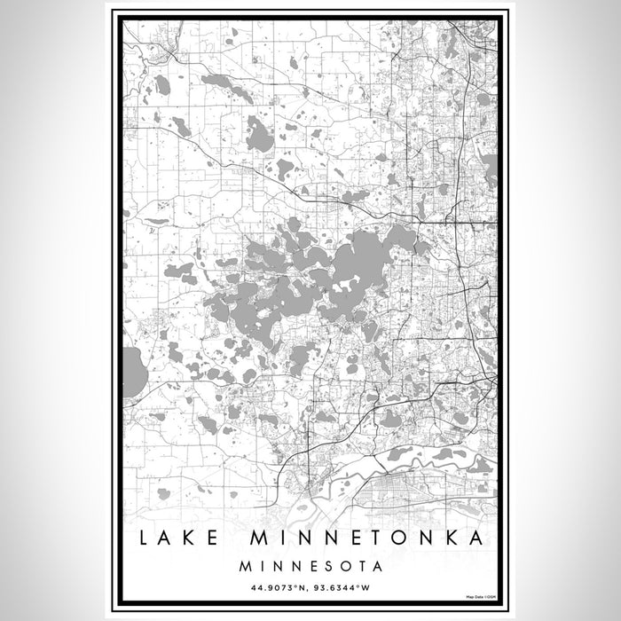 Lake Minnetonka Minnesota Map Print Portrait Orientation in Classic Style With Shaded Background