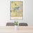 24x36 Lake Minnetonka Minnesota Map Print Portrait Orientation in Woodblock Style Behind 2 Chairs Table and Potted Plant