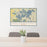 24x36 Lake Minnetonka Minnesota Map Print Landscape Orientation in Woodblock Style Behind 2 Chairs Table and Potted Plant
