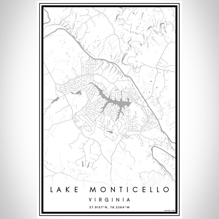 Lake Monticello Virginia Map Print Portrait Orientation in Classic Style With Shaded Background