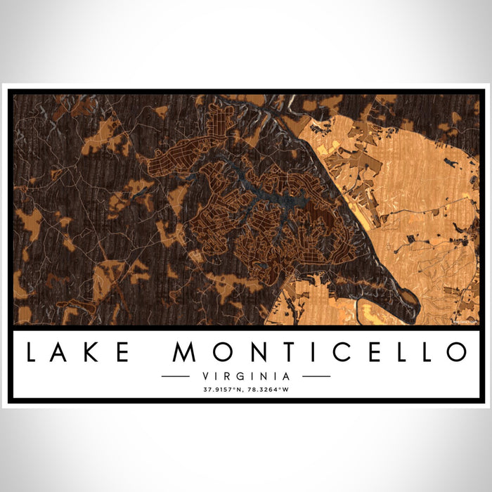 Lake Monticello Virginia Map Print Landscape Orientation in Ember Style With Shaded Background