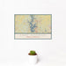 12x18 Lake Norman North Carolina Map Print Landscape Orientation in Woodblock Style With Small Cactus Plant in White Planter