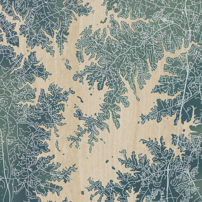 Lake Norman North Carolina Map Print in Afternoon Style Zoomed In Close Up Showing Details