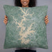 Person holding 22x22 Custom Lake Norman North Carolina Map Throw Pillow in Afternoon