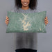 Person holding 20x12 Custom Lake Norman North Carolina Map Throw Pillow in Afternoon