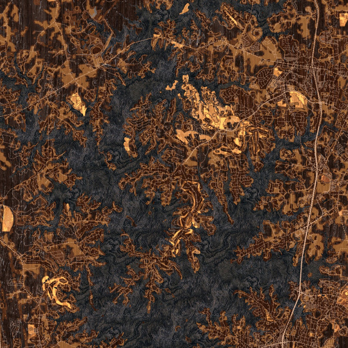 Lake Norman North Carolina Map Print in Ember Style Zoomed In Close Up Showing Details