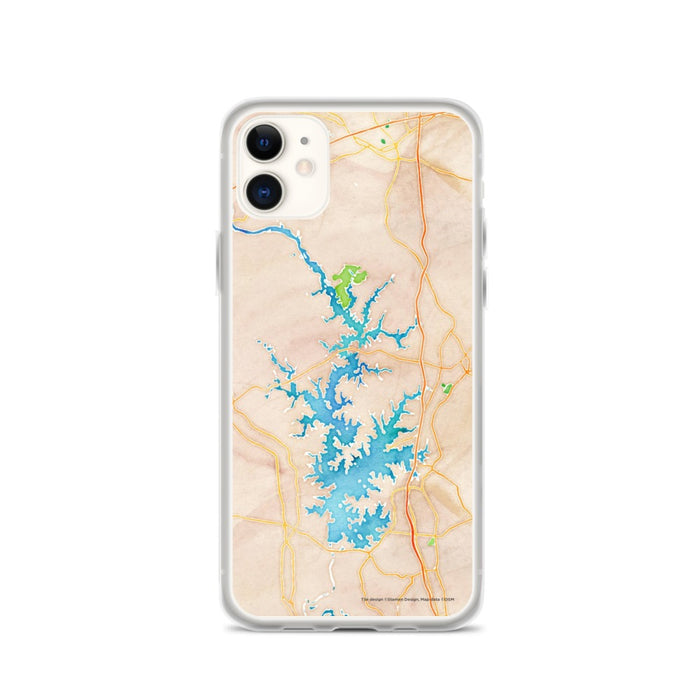 Custom iPhone 11 Lake Norman North Carolina Map Phone Case in Watercolor