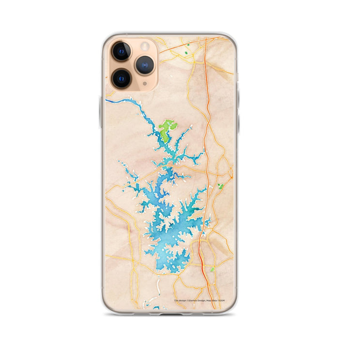 Custom iPhone 11 Pro Max Lake Norman North Carolina Map Phone Case in Watercolor