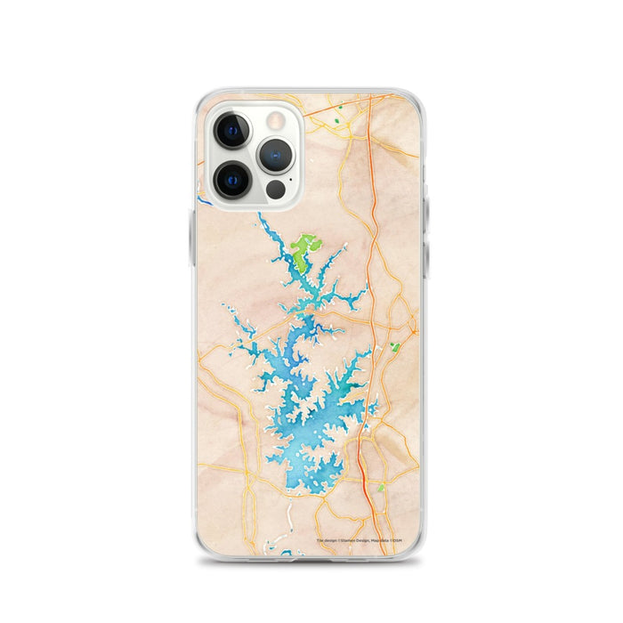 Custom iPhone 12 Pro Lake Norman North Carolina Map Phone Case in Watercolor