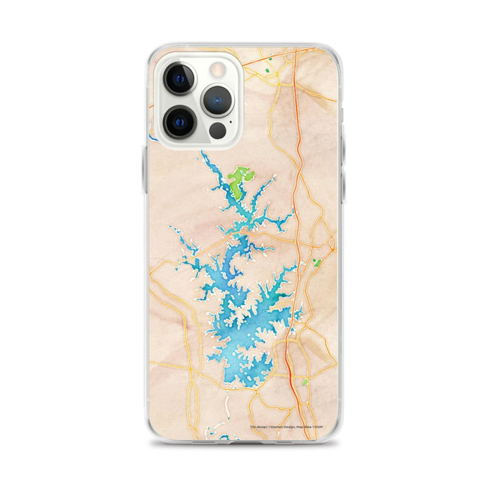 Custom iPhone 12 Pro Max Lake Norman North Carolina Map Phone Case in Watercolor