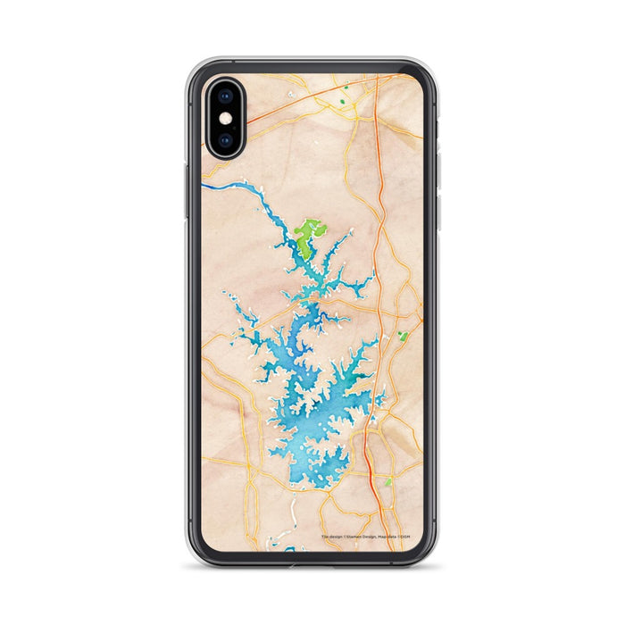 Custom iPhone XS Max Lake Norman North Carolina Map Phone Case in Watercolor