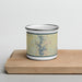 Front View Custom Lake Norman North Carolina Map Enamel Mug in Woodblock on Cutting Board