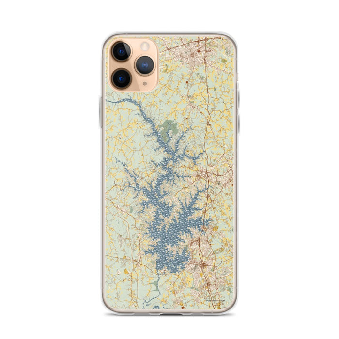 Custom iPhone 11 Pro Max Lake Norman North Carolina Map Phone Case in Woodblock