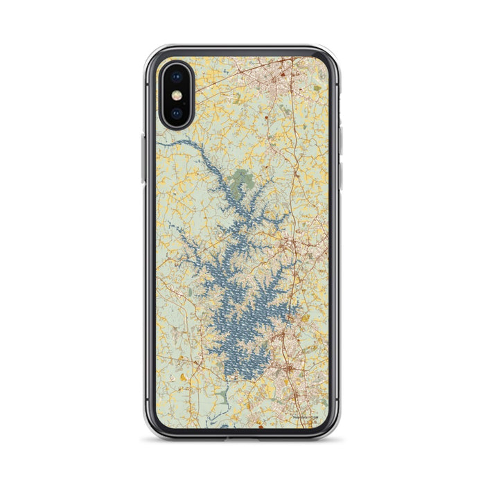 Custom iPhone X/XS Lake Norman North Carolina Map Phone Case in Woodblock