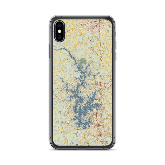 Custom iPhone XS Max Lake Norman North Carolina Map Phone Case in Woodblock