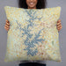 Person holding 22x22 Custom Lake Norman North Carolina Map Throw Pillow in Woodblock