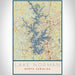 Lake Norman North Carolina Map Print Portrait Orientation in Woodblock Style With Shaded Background