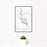 12x18 Lake Oconee Georgia Map Print Portrait Orientation in Classic Style With Small Cactus Plant in White Planter