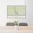 24x36 Lake Oconee Georgia Map Print Lanscape Orientation in Woodblock Style Behind 2 Chairs Table and Potted Plant