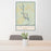24x36 Lake Oconee Georgia Map Print Portrait Orientation in Woodblock Style Behind 2 Chairs Table and Potted Plant