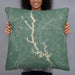 Person holding 22x22 Custom Lake Oconee Georgia Map Throw Pillow in Afternoon