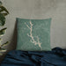 Custom Lake Oconee Georgia Map Throw Pillow in Afternoon on Bedding Against Wall
