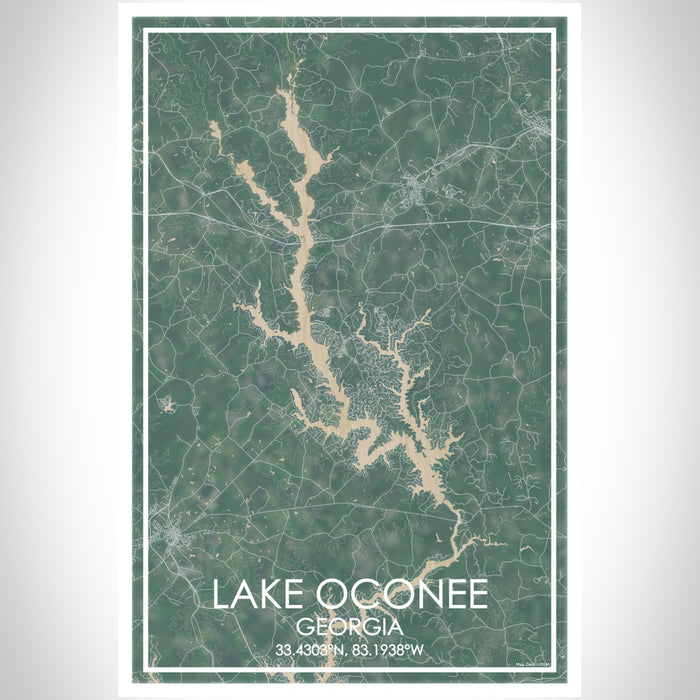 Lake Oconee Georgia Map Print Portrait Orientation in Afternoon Style With Shaded Background