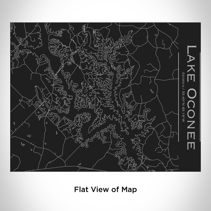 Rendered View of Lake Oconee Georgia Map Engraving on 20oz Stainless Steel Insulated Bottle with Bamboo Top in Black