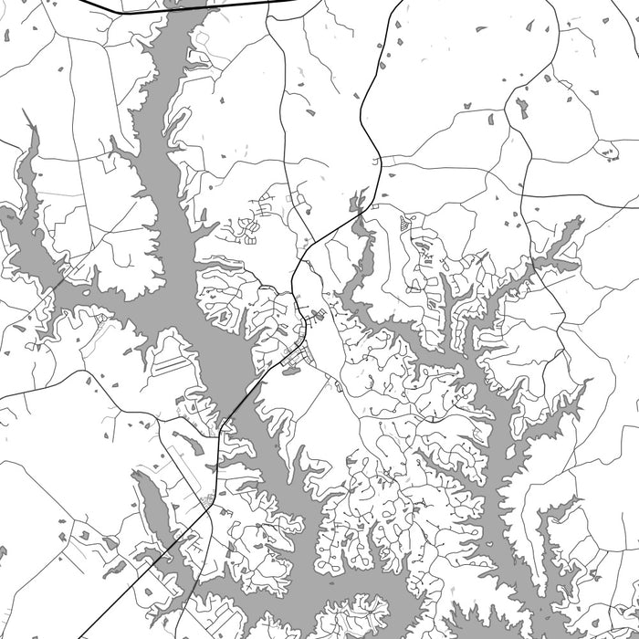 Lake Oconee Georgia Map Print in Classic Style Zoomed In Close Up Showing Details