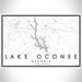 Lake Oconee Georgia Map Print Landscape Orientation in Classic Style With Shaded Background