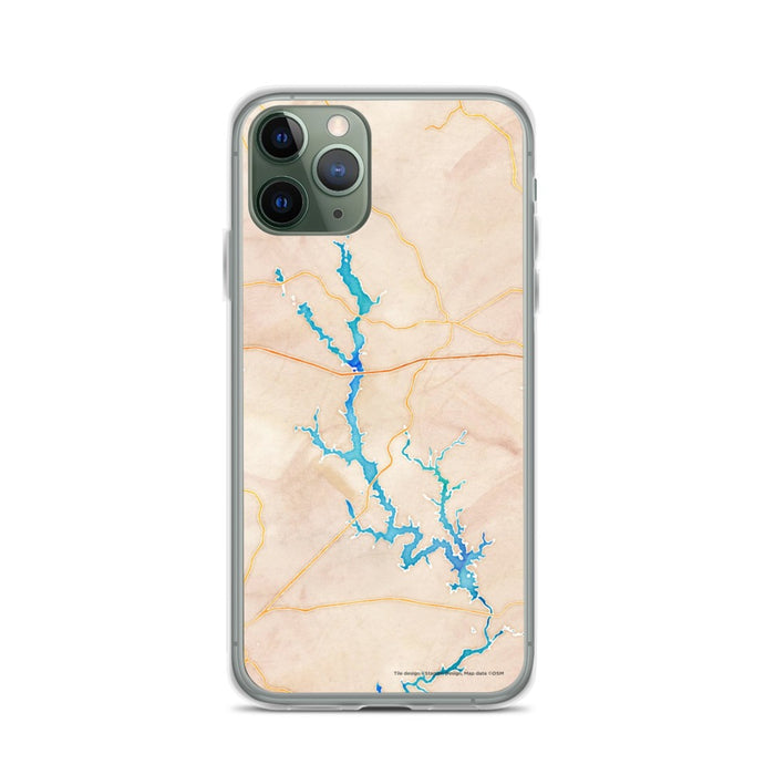 Custom iPhone 11 Pro Lake Oconee Georgia Map Phone Case in Watercolor