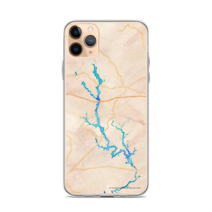 Custom iPhone 11 Pro Max Lake Oconee Georgia Map Phone Case in Watercolor