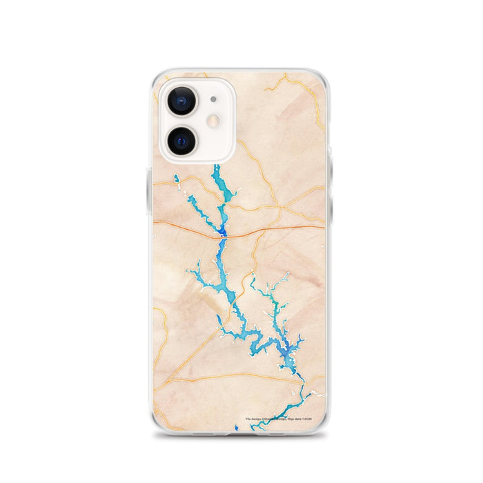 Custom iPhone 12 Lake Oconee Georgia Map Phone Case in Watercolor