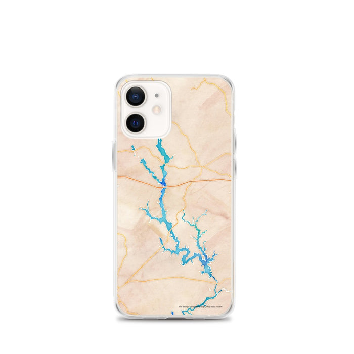Custom iPhone 12 mini Lake Oconee Georgia Map Phone Case in Watercolor