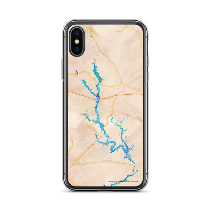 Custom iPhone X/XS Lake Oconee Georgia Map Phone Case in Watercolor