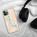 Custom Lake Oconee Georgia Map Phone Case in Watercolor on Table with Black Headphones