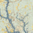 Lake Oconee Georgia Map Print in Woodblock Style Zoomed In Close Up Showing Details